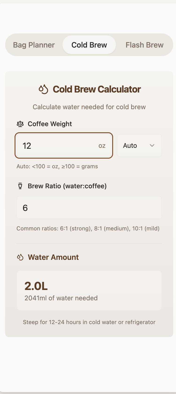 Coffee Calc Calculator