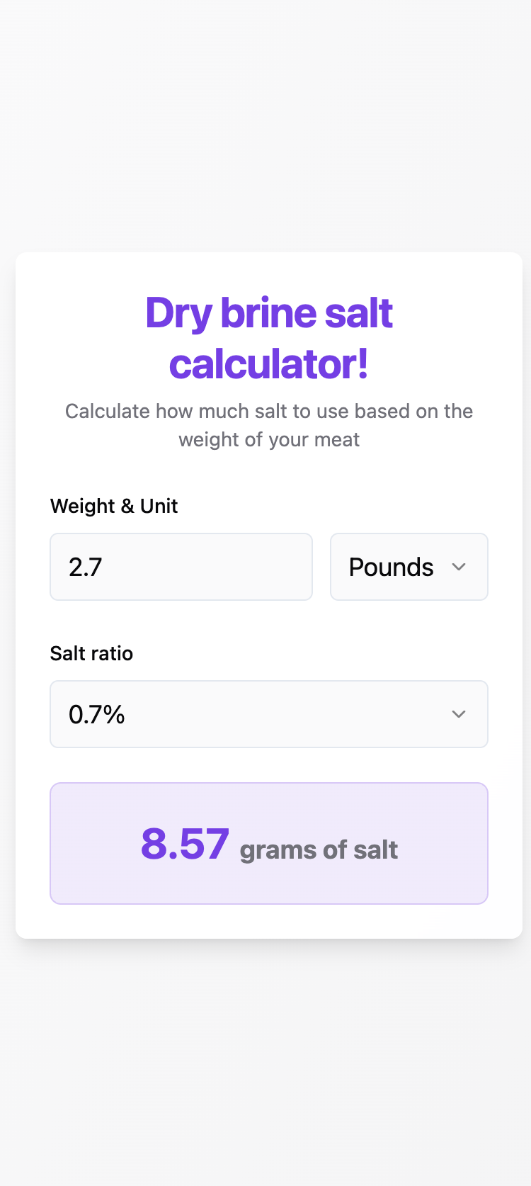 Dry Briner Calculator